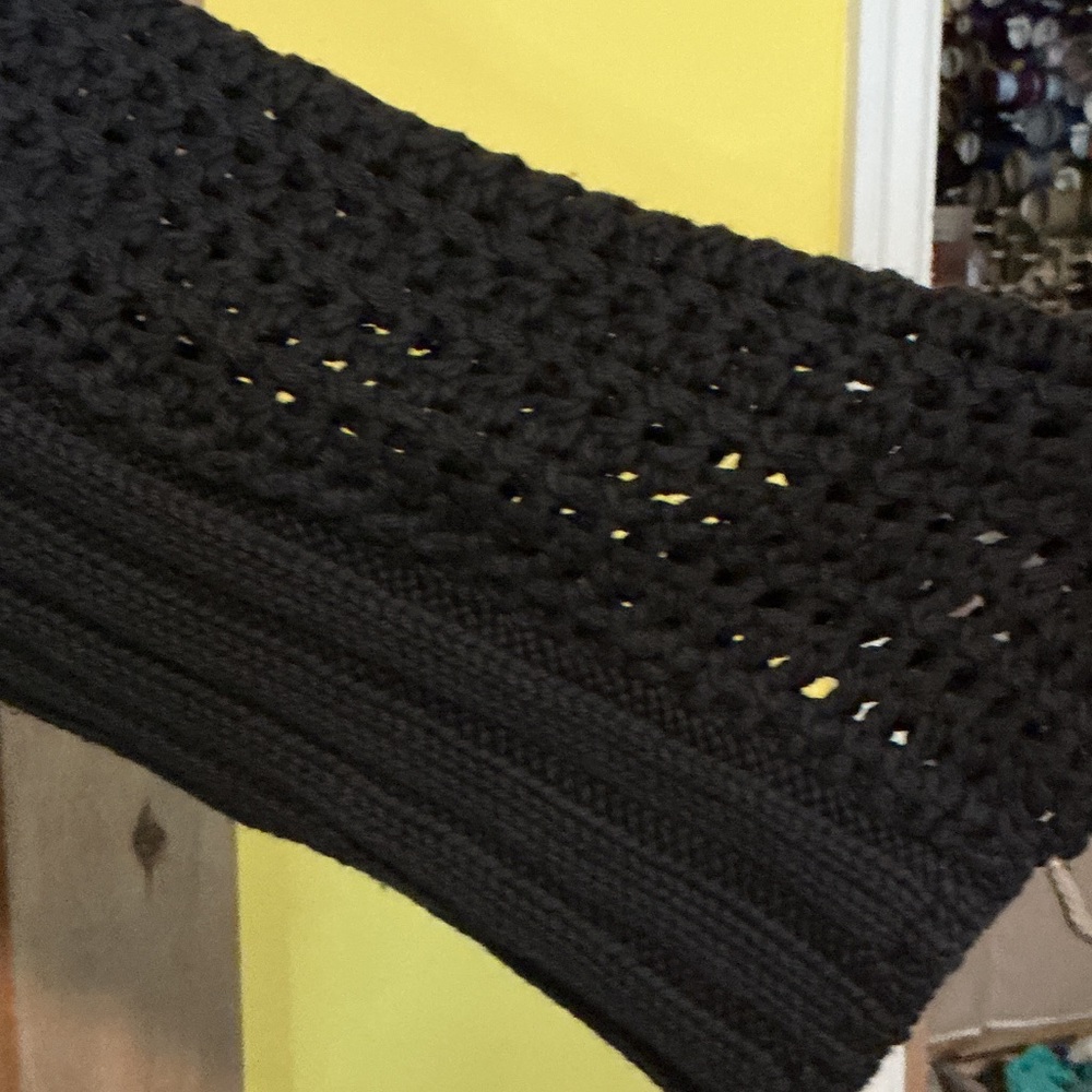 Anthropologie Black Crochet-Sleeve Boatneck Sweater - Picture 5 of 5